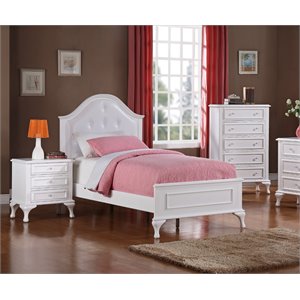Pemberly Row Contemporary 3 Piece Twin Kids Bedroom Set in White