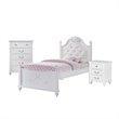 Pemberly Row Contemporary 3 Piece Twin Bedroom Set in White Finish