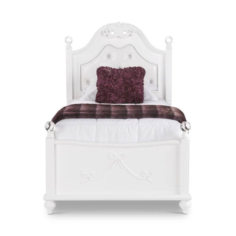 Pemberly Row Contemporary 3 Piece Twin Bedroom Set in White Finish