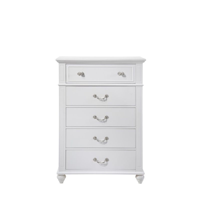 Pemberly Row Contemporary 3 Piece Twin Bedroom Set in White Finish