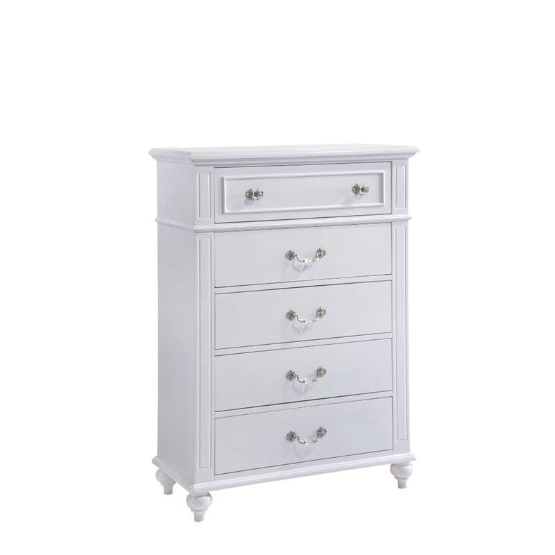 Pemberly Row Contemporary 3 Piece Twin Bedroom Set in White Finish
