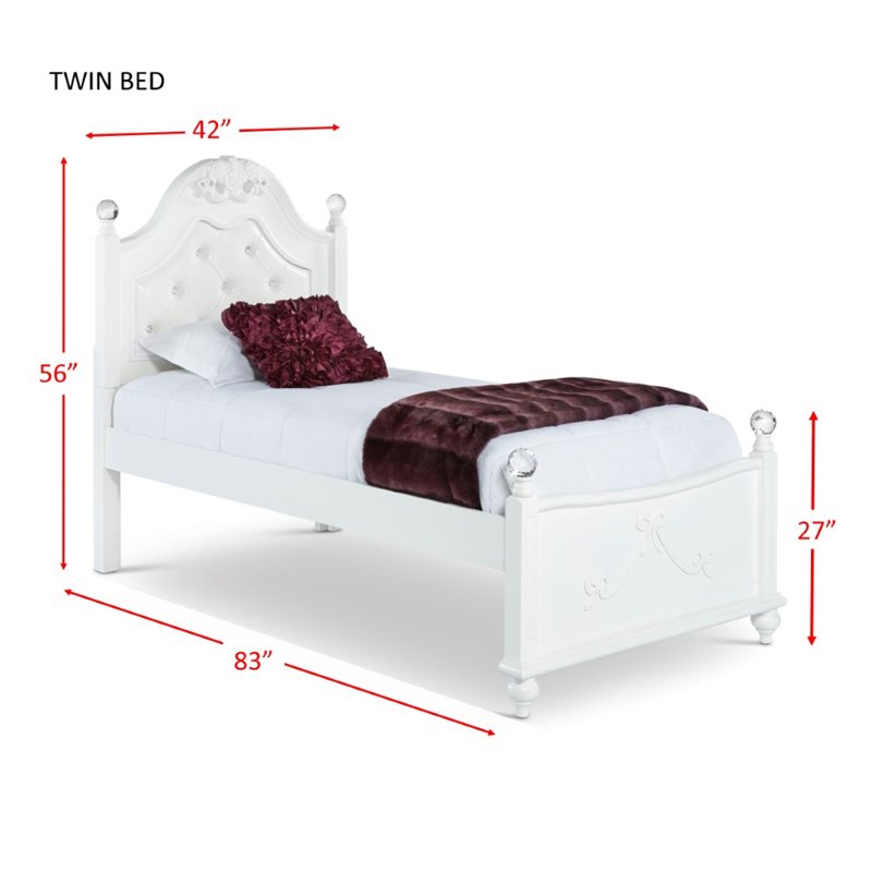 Pemberly Row Contemporary 3 Piece Twin Bedroom Set in White Finish