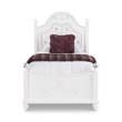 Pemberly Row Traditional Faux Leather Headboard Tufted Twin Bed in White