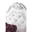 Pemberly Row Traditional Faux Leather Headboard Tufted Twin Bed in White