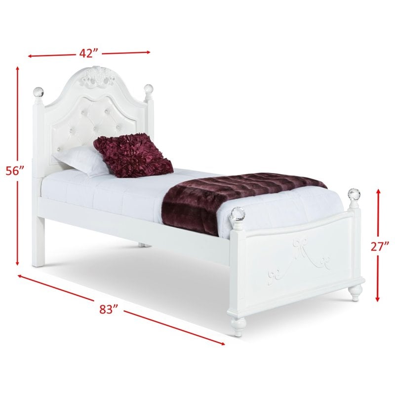 Pemberly Row Contemporary 4 Piece Twin Platform Bedroom Set in White