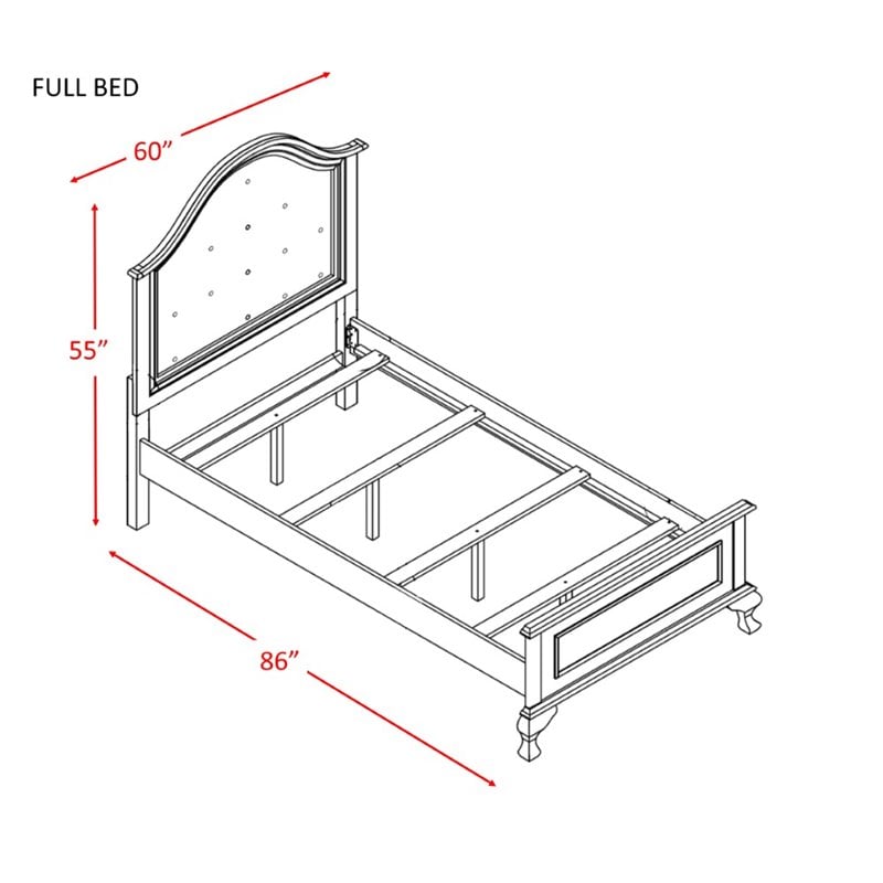 Pemberly Row Contemporary 4 Piece Full Kids Bedroom Set in White
