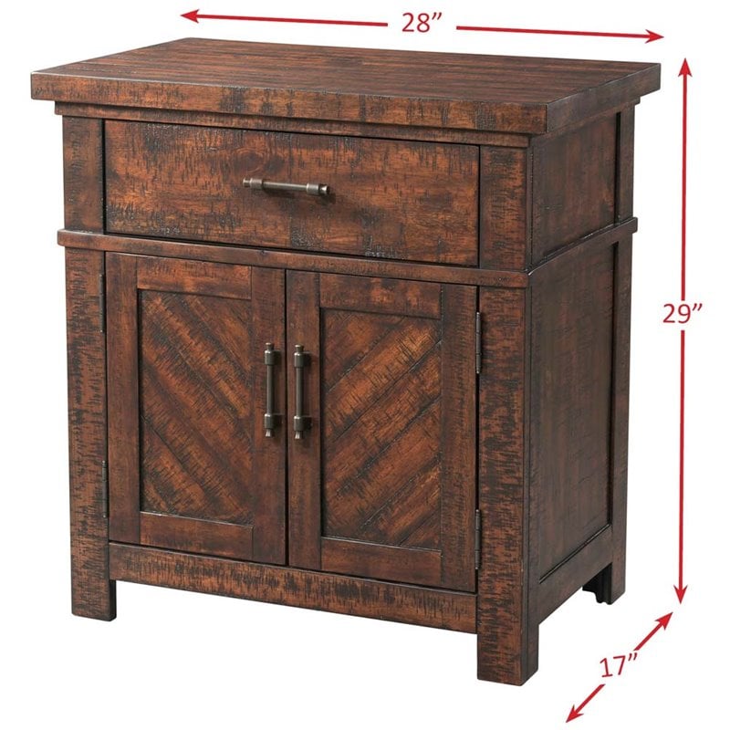 Pemberly Row Contemporary Solid Wood 3 Drawer Nightstand in Walnut