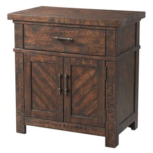 Pemberly Row Contemporary Solid Wood 3 Drawer Nightstand in Walnut