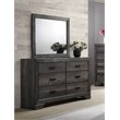 Pemberly Row Contemporary Solid Wood 6 Drawer Dresser and Mirror Set