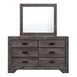 Pemberly Row Contemporary Solid Wood 6 Drawer Dresser and Mirror Set