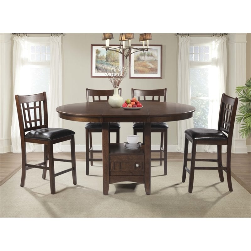 Pemberly Row Contemporary 5 Piece Extendable Counter Dining Set