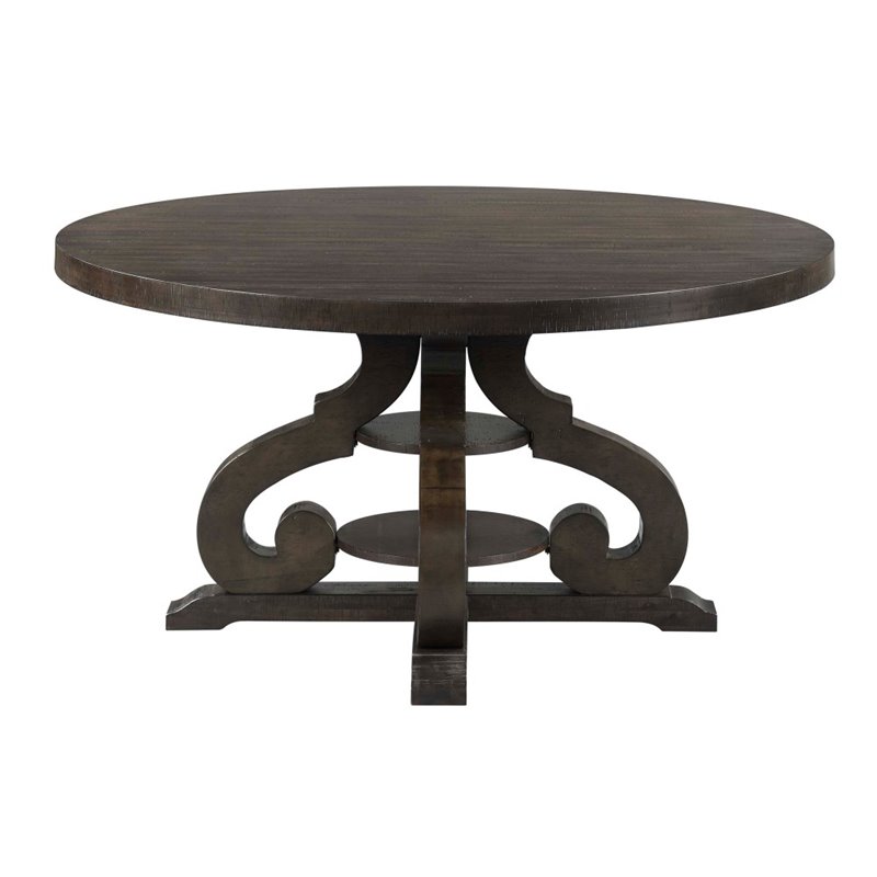 Pemberly Row Contemporary 7 Piece Round Dining Set in Walnut