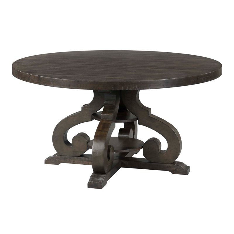 Pemberly Row Contemporary 7 Piece Round Dining Set in Walnut