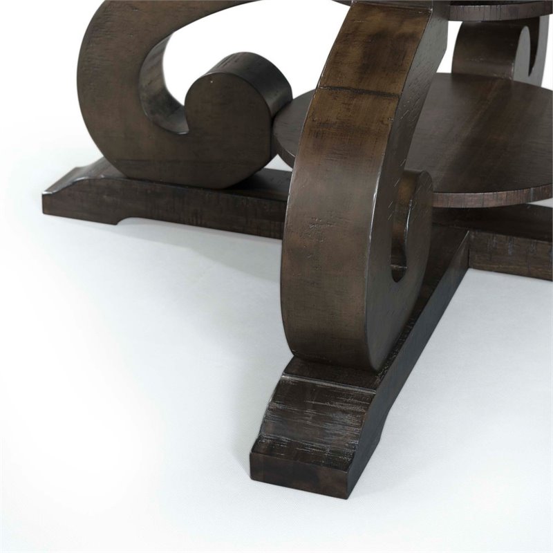 Pemberly Row Contemporary 7 Piece Round Dining Set in Walnut