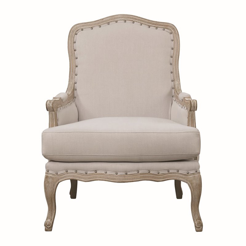 Pemberly Row Modern Modern Wood Cream Furnishings Accent Chair