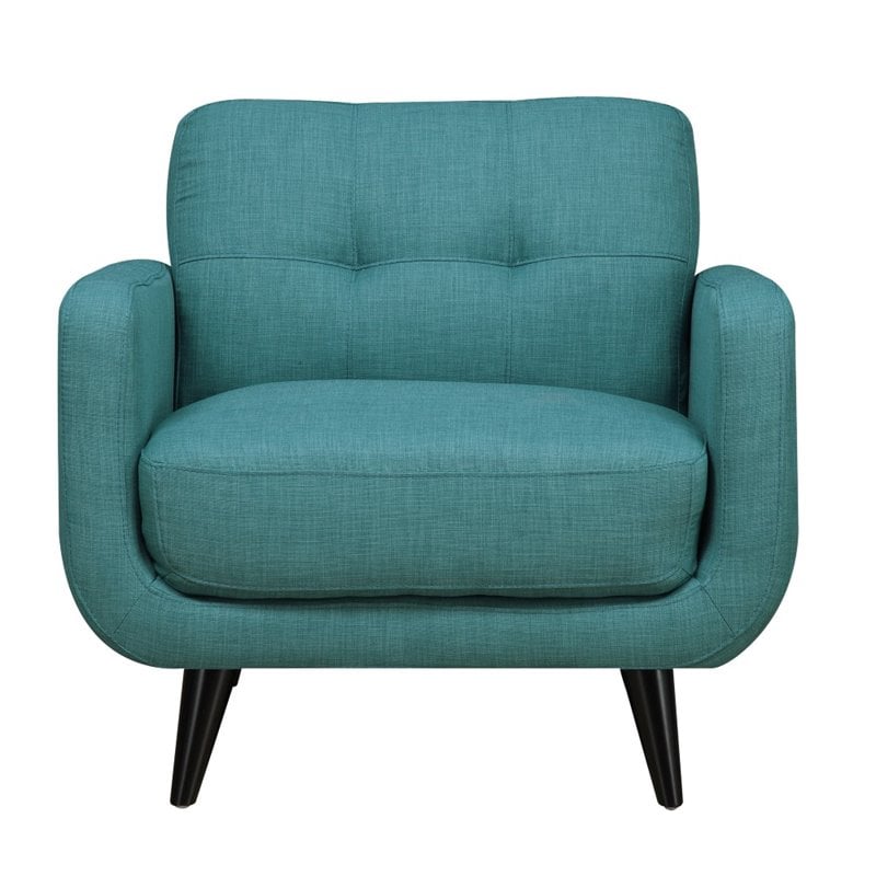Pemberly Row Contemporary Accent Chair with Tufted Back Cushions in Teal