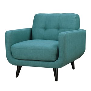 Pemberly Row Contemporary Accent Chair with Tufted Back Cushions in Teal