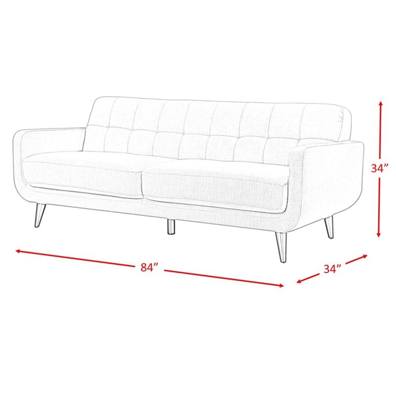 Pemberly Row Contemporary Sofa with Tufted Back Cushions in Teal