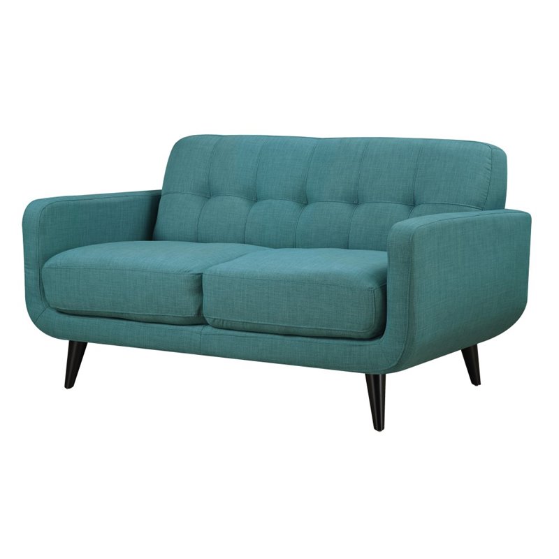 Pemberly Row Contemporary 2 Piece Set of Sofa & Loveseat in Teal