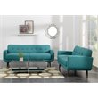 Pemberly Row Contemporary 2 Piece Set of Sofa & Loveseat in Teal