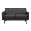 Pemberly Row Contemporary Loveseat with Tufted Back Cushions in Charcoal