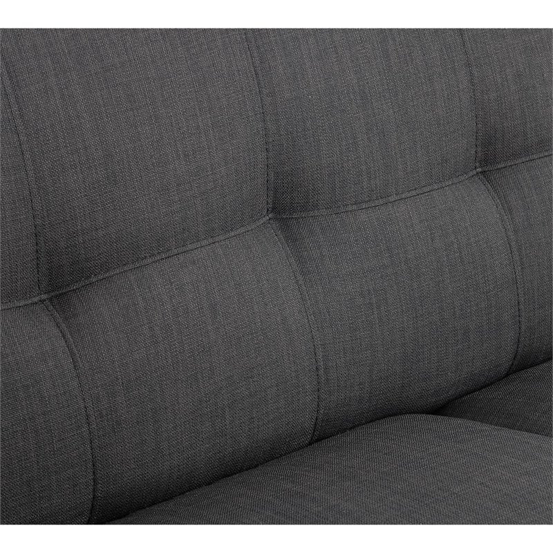 Pemberly Row Contemporary Loveseat with Tufted Back Cushions in Charcoal