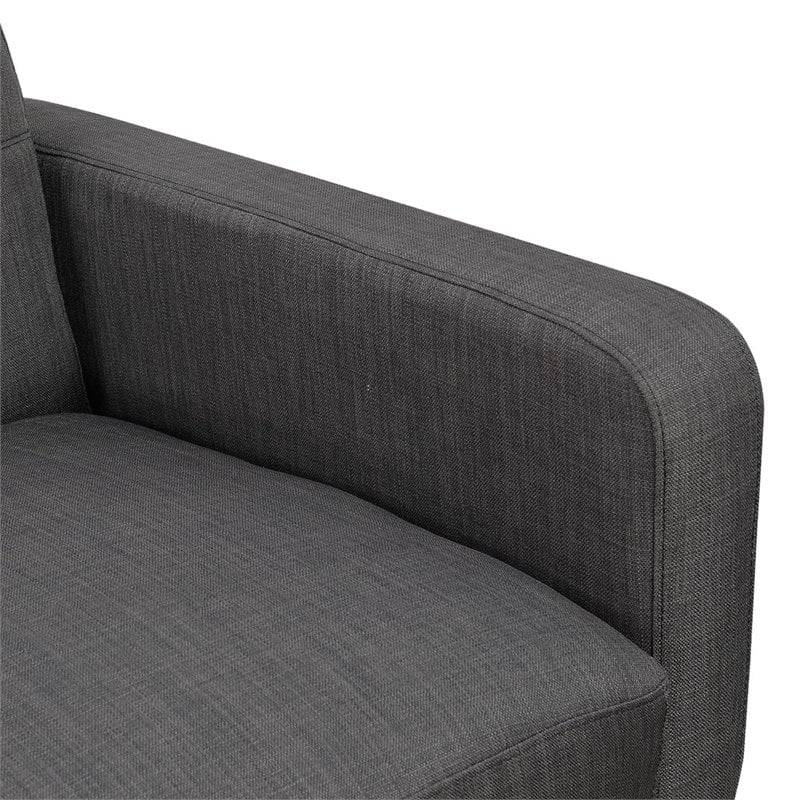 Pemberly Row Contemporary Loveseat with Tufted Back Cushions in Charcoal