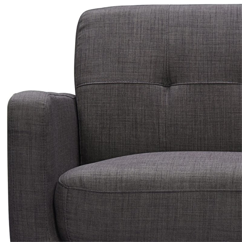 Pemberly Row Contemporary Loveseat with Tufted Back Cushions in Charcoal