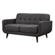 Pemberly Row Contemporary Loveseat with Tufted Back Cushions in Charcoal