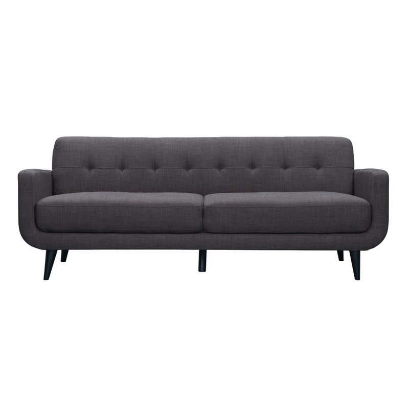 Pemberly Row Contemporary Sofa with Tufted Back Cushions in Charcoal