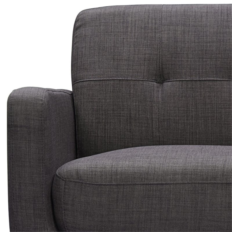 Pemberly Row Contemporary 3 Piece Sofa Set in Charcoal Finish