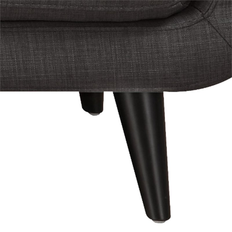 Pemberly Row Contemporary 3 Piece Sofa Set in Charcoal Finish