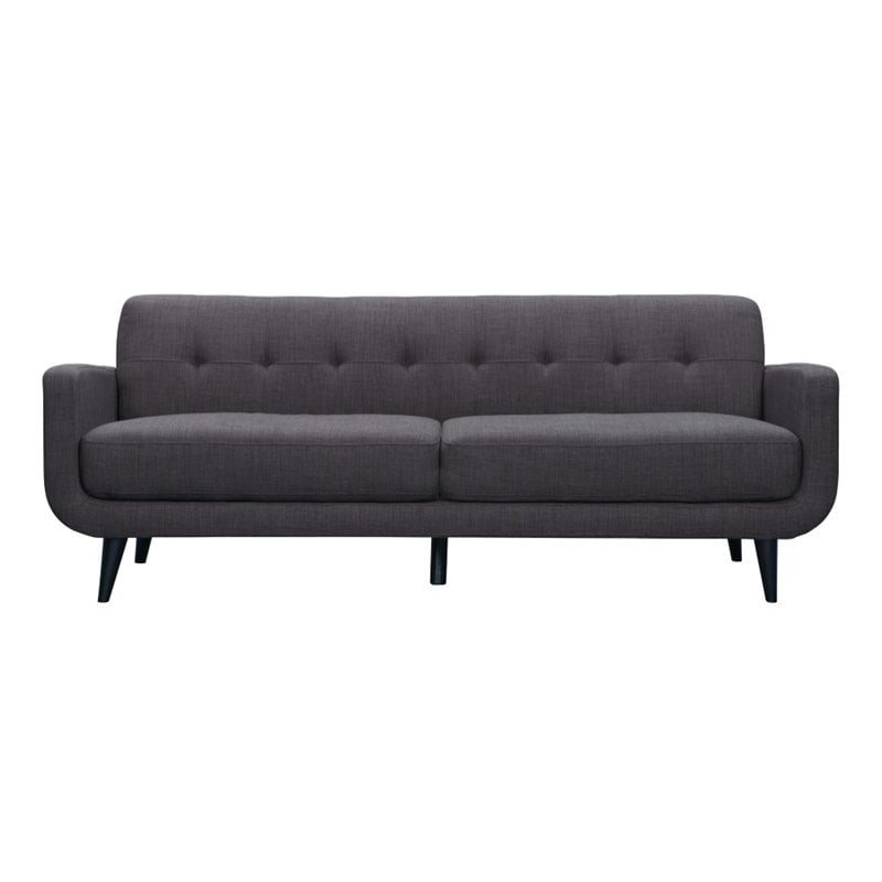 Pemberly Row Contemporary 3 Piece Sofa Set in Charcoal Finish