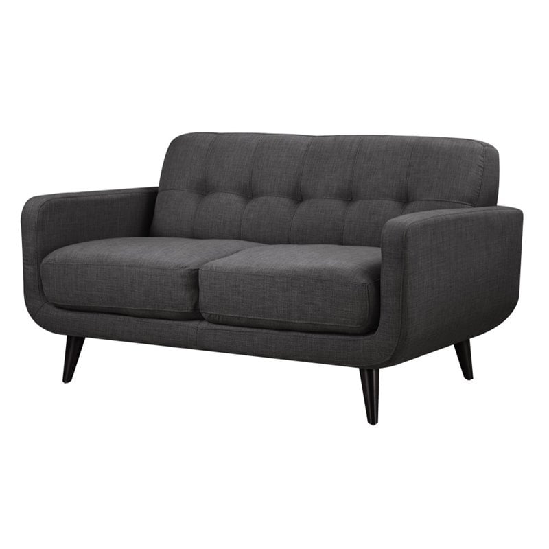 Pemberly Row Contemporary 3 Piece Sofa Set in Charcoal Finish