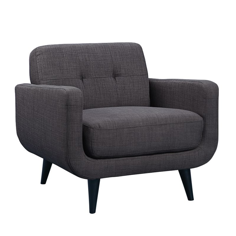 Pemberly Row Contemporary 3 Piece Sofa Set in Charcoal Finish