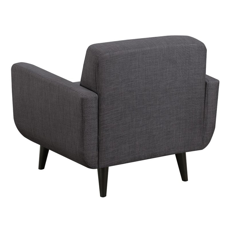 Pemberly Row Contemporary 3 Piece Sofa Set in Charcoal Finish
