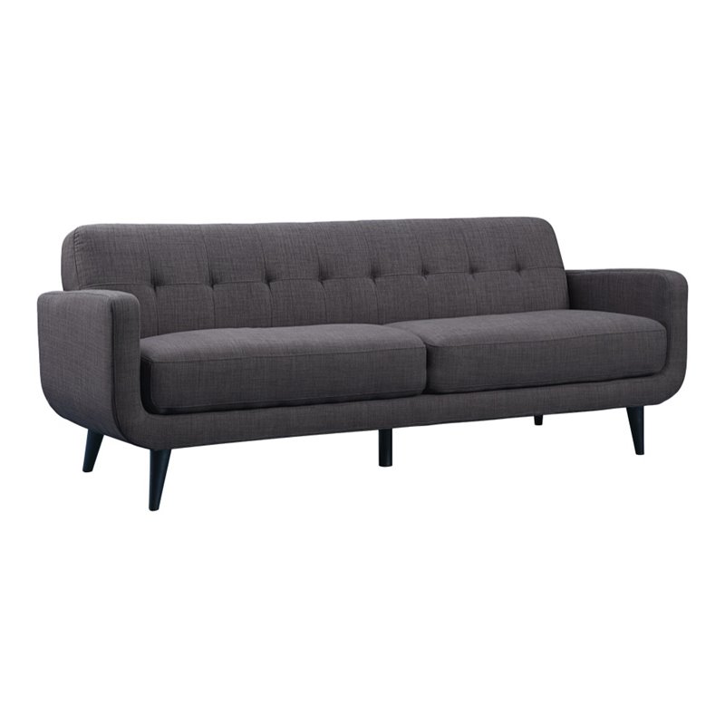 Pemberly Row Contemporary 2 Piece Sofa Set in Charcoal Finish