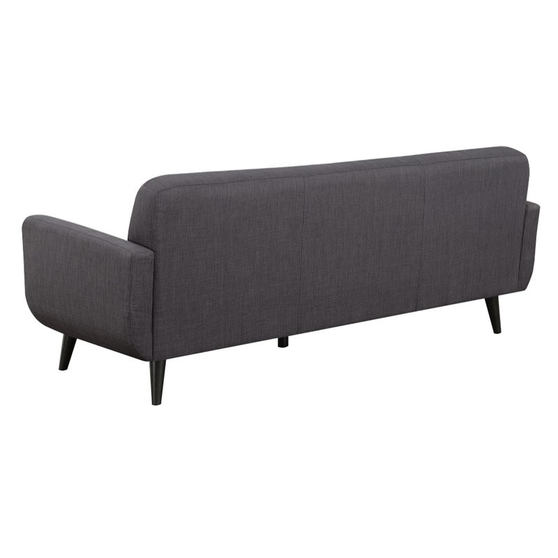 Pemberly Row Contemporary 2 Piece Sofa Set in Charcoal Finish