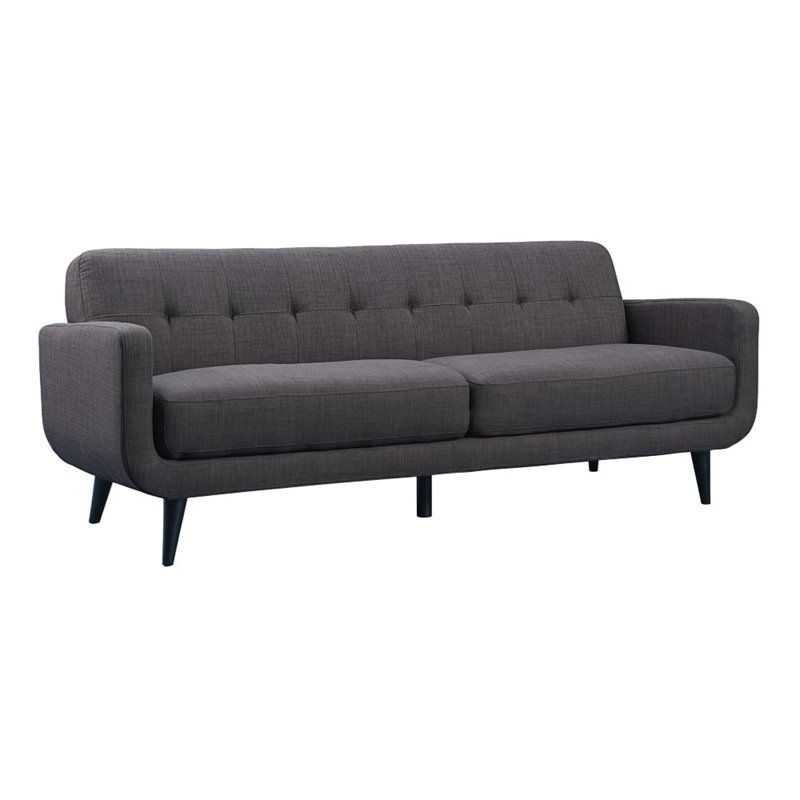 Pemberly Row Contemporary 2 Piece Sofa Set in Charcoal Finish