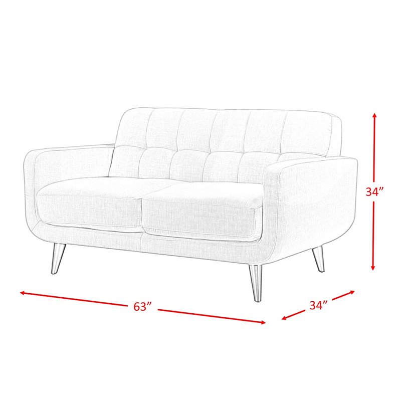 Pemberly Row Contemporary 2 Piece Sofa Set in Charcoal Finish