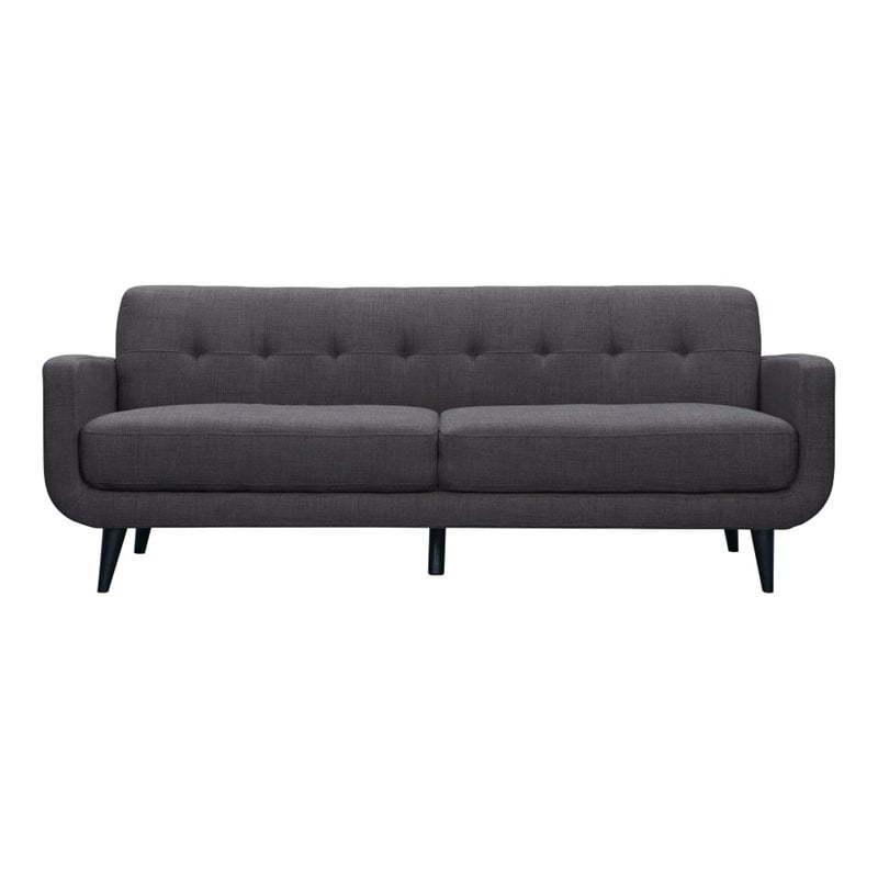 Pemberly Row Contemporary 2 Piece Sofa Set in Charcoal Finish