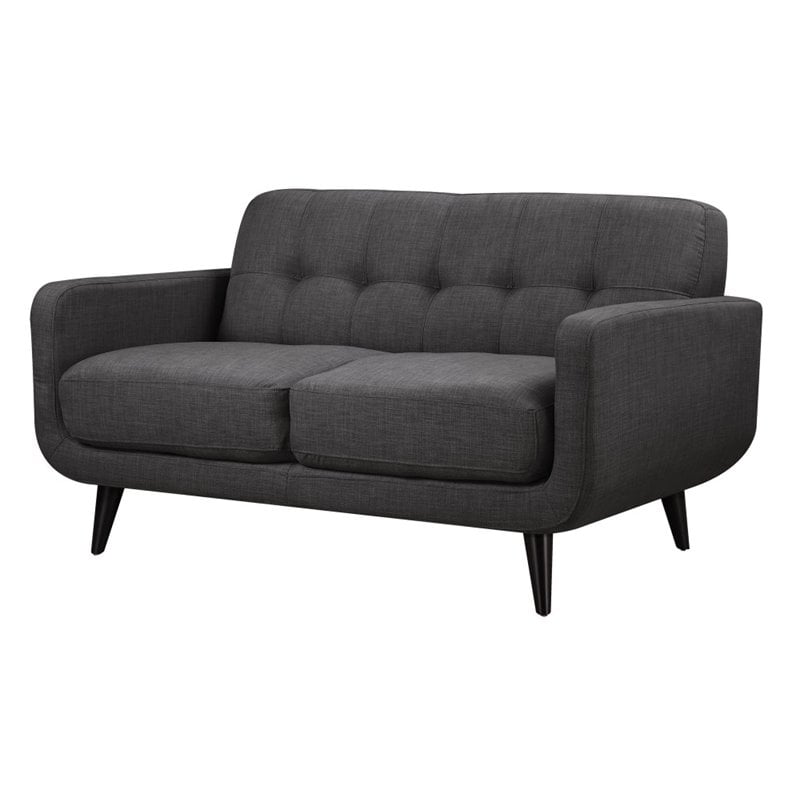 Pemberly Row Contemporary 2 Piece Sofa Set in Charcoal Finish