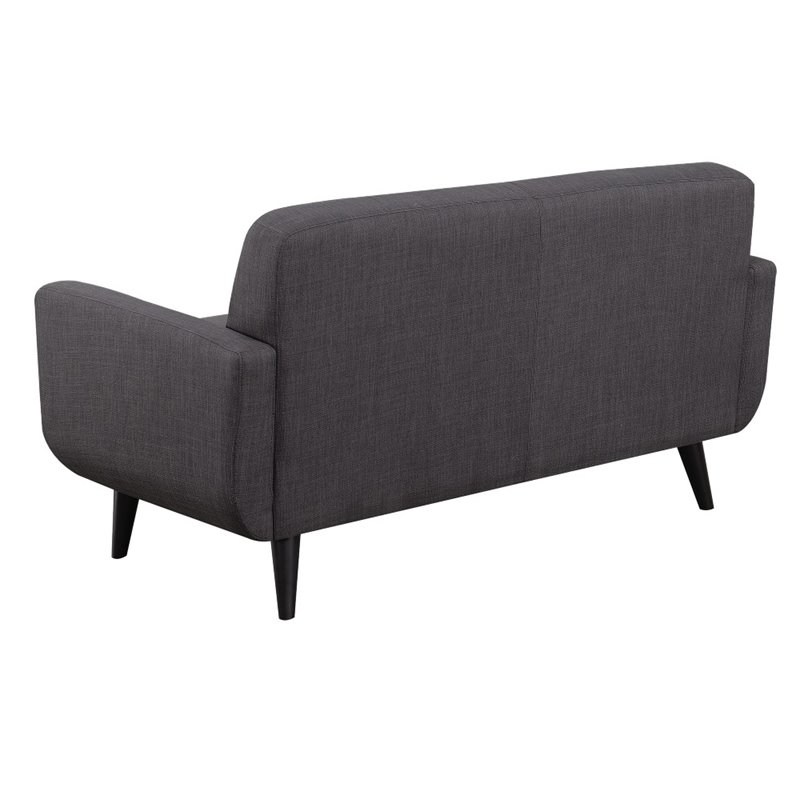 Pemberly Row Contemporary 2 Piece Sofa Set in Charcoal Finish