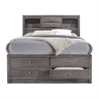 Pemberly Row Contemporary Wood King Storage 4 Piece Bedroom Set in Gray
