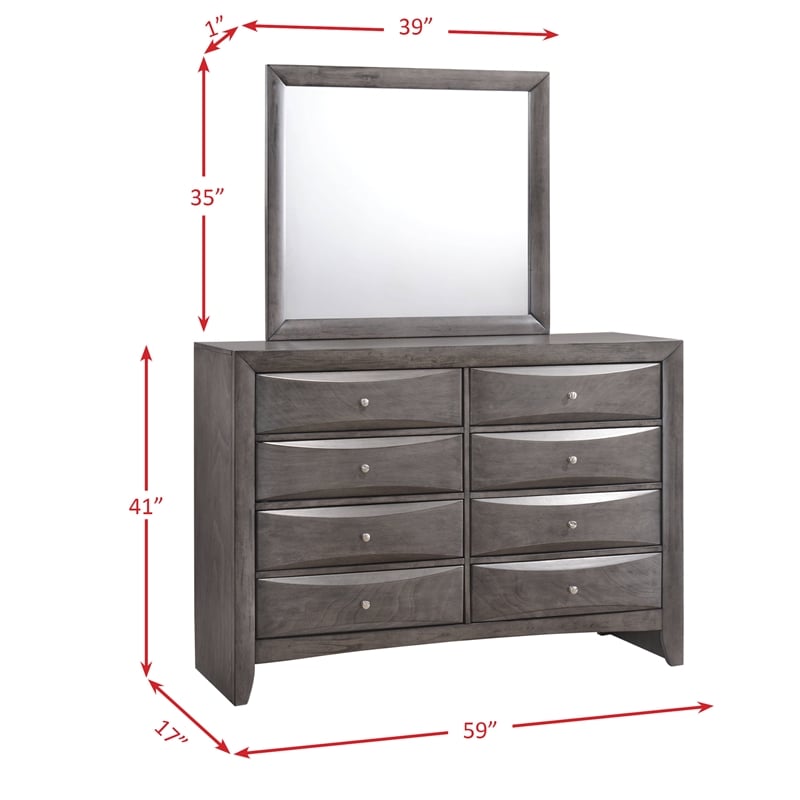 Pemberly Row Contemporary Wood King Storage 4 Piece Bedroom Set in Gray