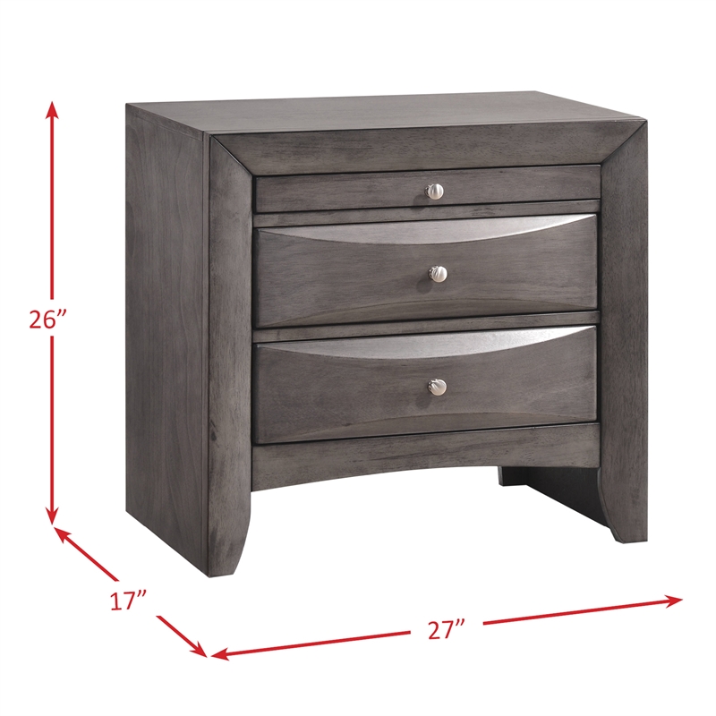 Pemberly Row Contemporary Wood King Storage 4 Piece Bedroom Set in Gray
