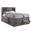 Pemberly Row Contemporary Wood King Storage 4 Piece Bedroom Set in Gray