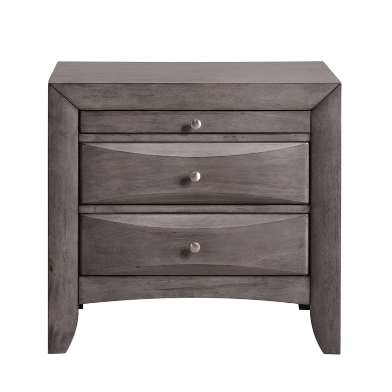 Pemberly Row Contemporary Wood King Storage 4 Piece Bedroom Set in Gray