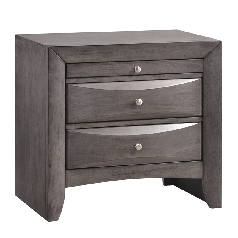 Pemberly Row Contemporary Wood King Storage 4 Piece Bedroom Set in Gray