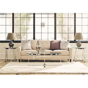 pemberly row modern glass top 3pc occasional table set in clear